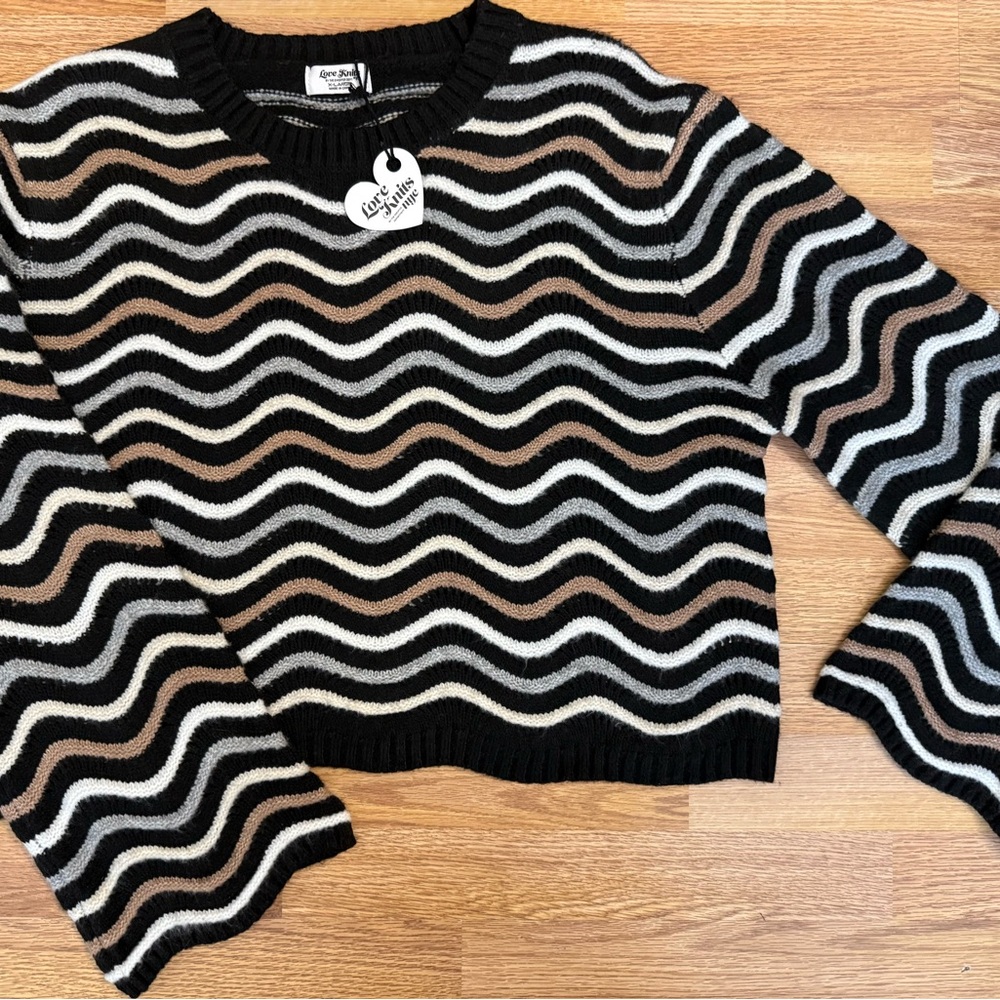 Love knits womens knit sweater stripped x-large